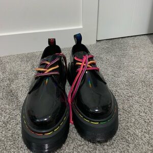 Dr. Martens rainbow patent and stitching boot. Size 9 women’s